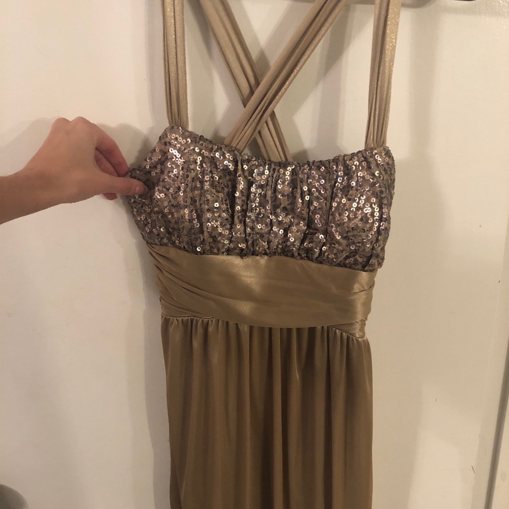 Gold dress with sequins, size 5, worn once